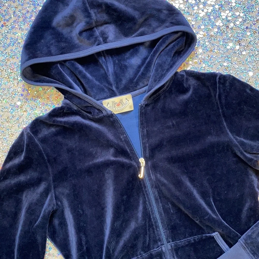 🪼[ Juicy Couture ]Classic Navy Blue Velour Tack Jacket - Picture 2 of 7